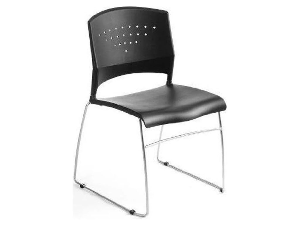 Black Stack Chair with Chrome Frame 5 Pcs Pack C88509