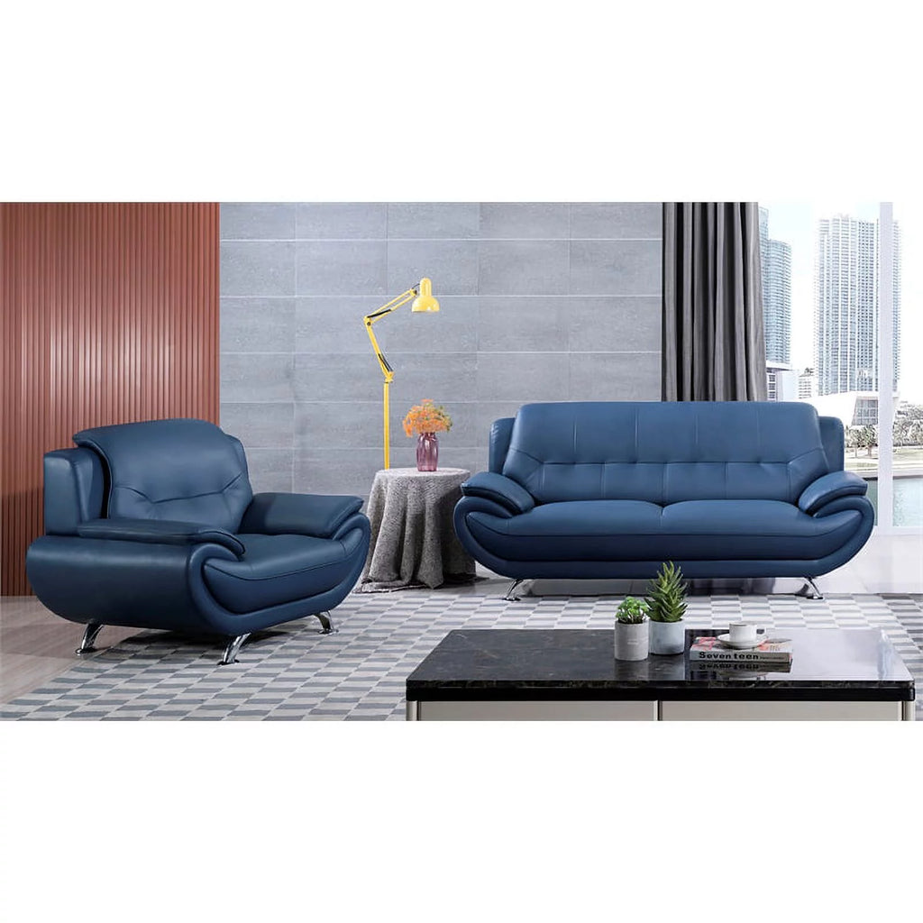 Blue Faux Leather Sofa H168