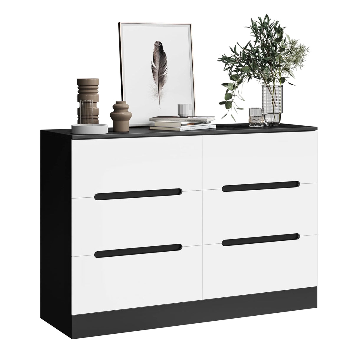 6 Drawer Black & White Dresser S698675