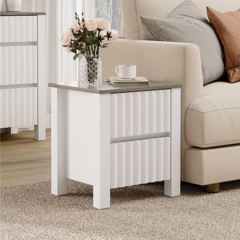 White 4 Piece Living Room Table Set with Storage Drawers and Charging Station W381676