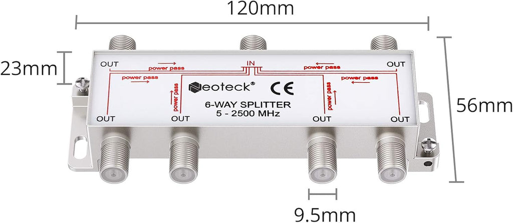 6-Way Coax Cable Splitter 5-2500MHz I37514
