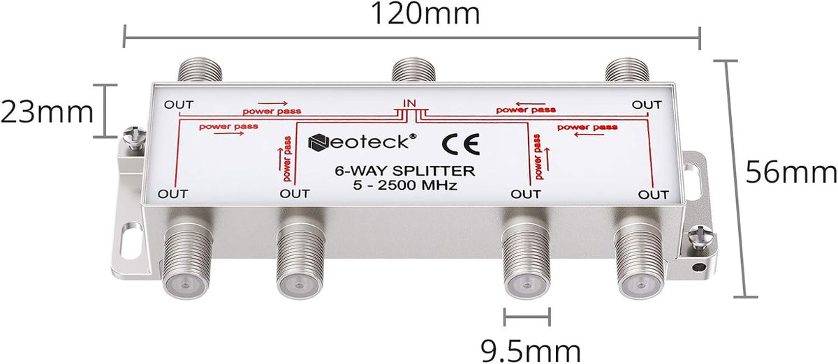 6-Way Coax Cable Splitter 5-2500MHz I37514