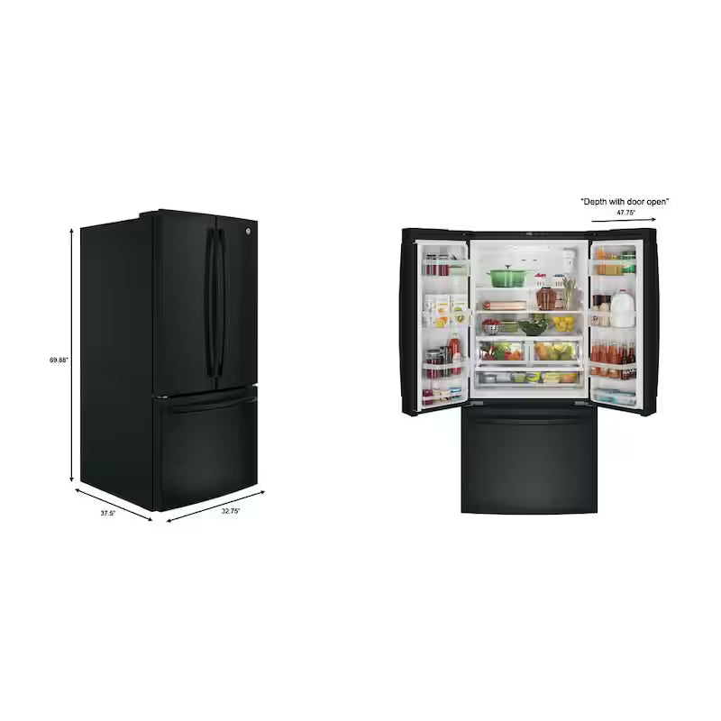 Black 24.7 cu. ft. French Door Refrigerator H594