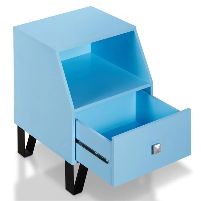 Light Blue Wood Storage End Table I5406
