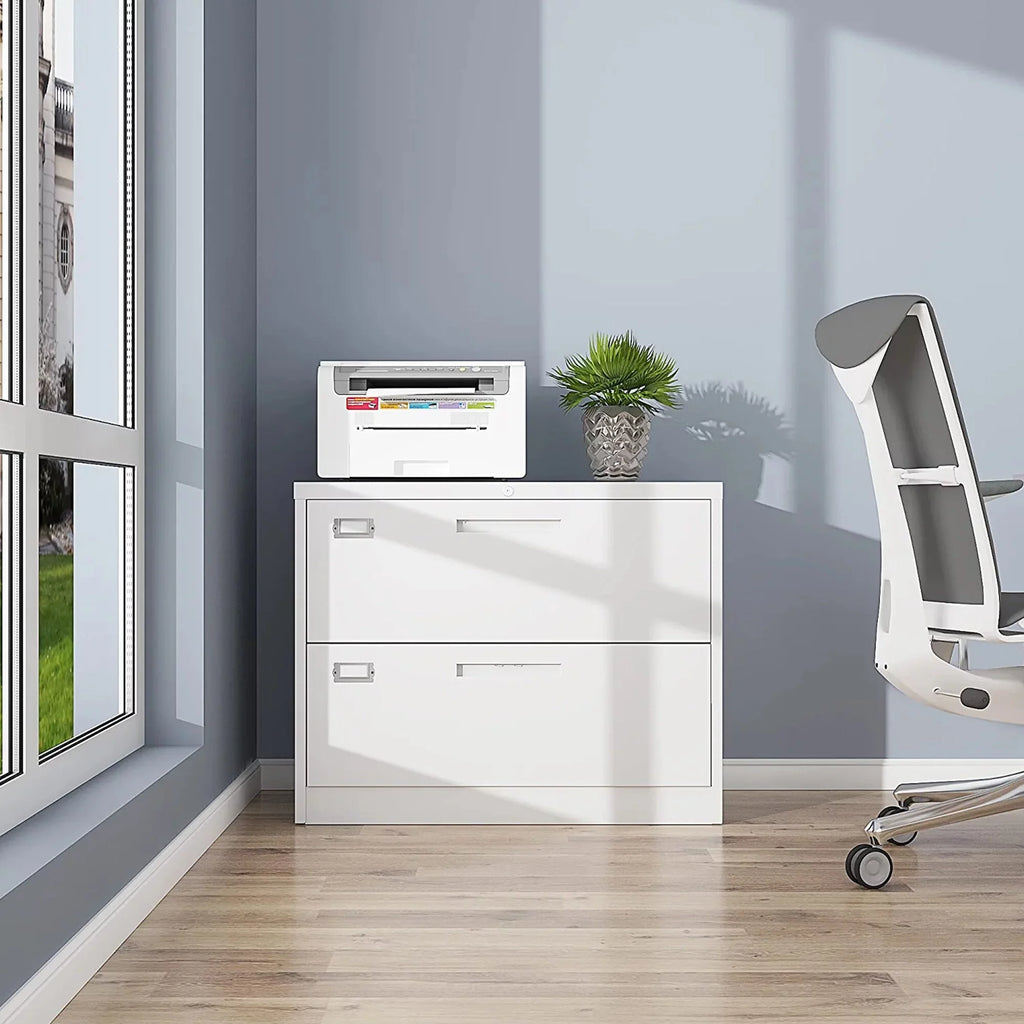 2 Drawer Lateral File Cabinet With Lock Black P65490