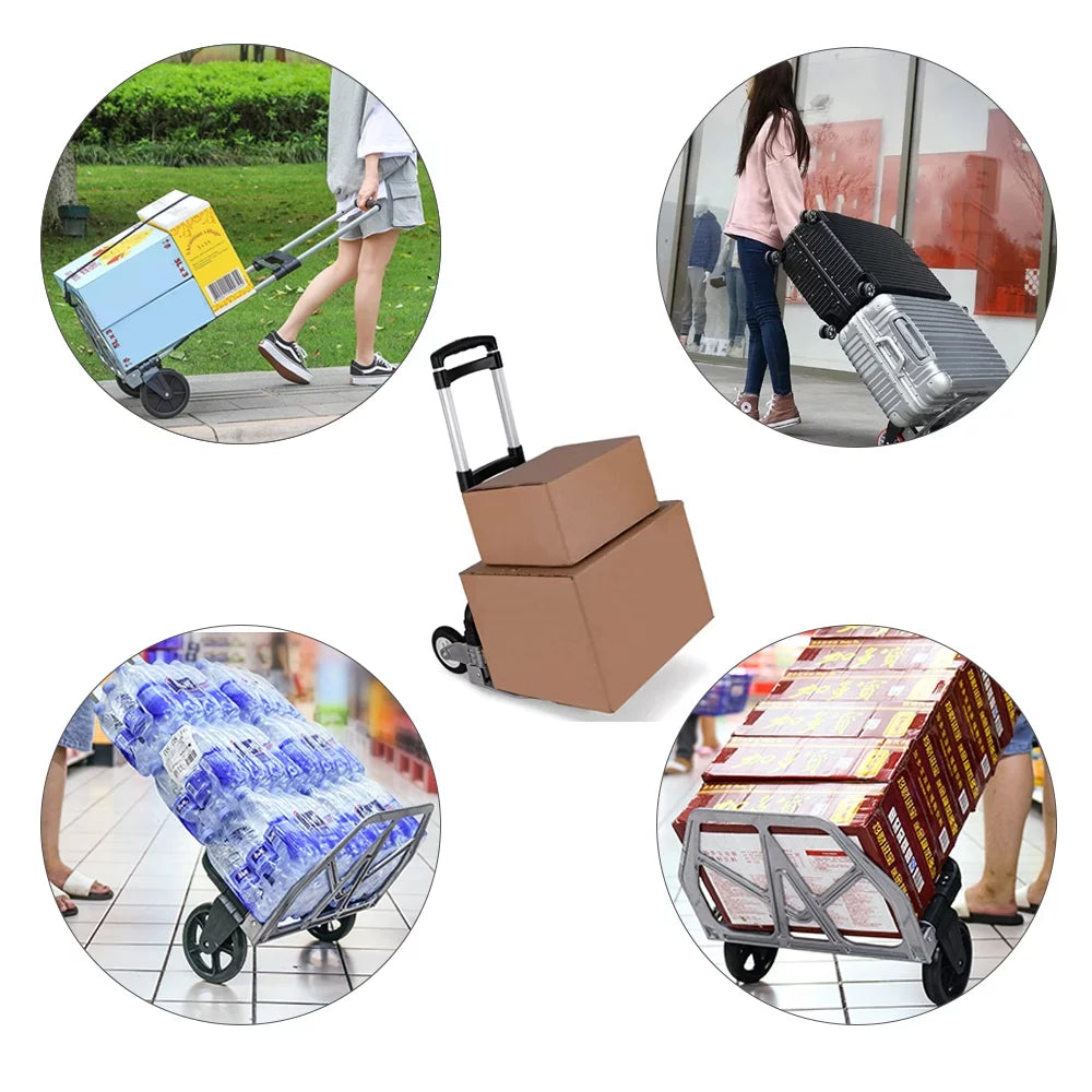 Folding Hand Truck 200 lb Capacity Aluminum Cart with 2 Wheels V3279