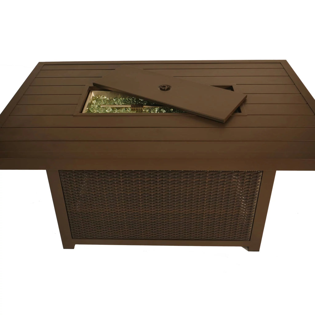 52 Inch Aluminum Propane Fire Pit Table with Glass Wind Guard L2329