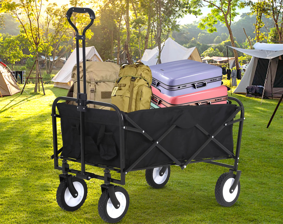 Collapsible Folding Wagon with All-Terrain Wheels Black X777