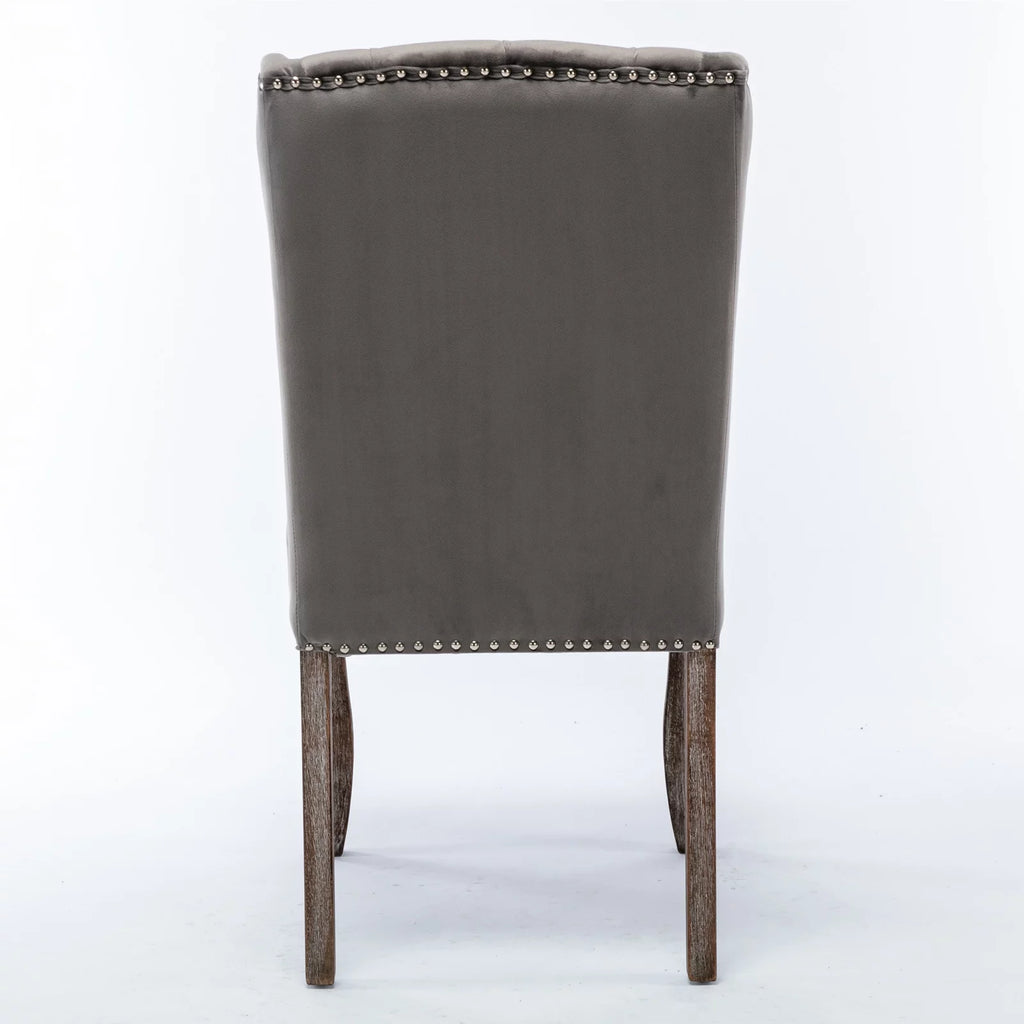 Gray Velvet Wood Set of 2 Dining Chair P8535