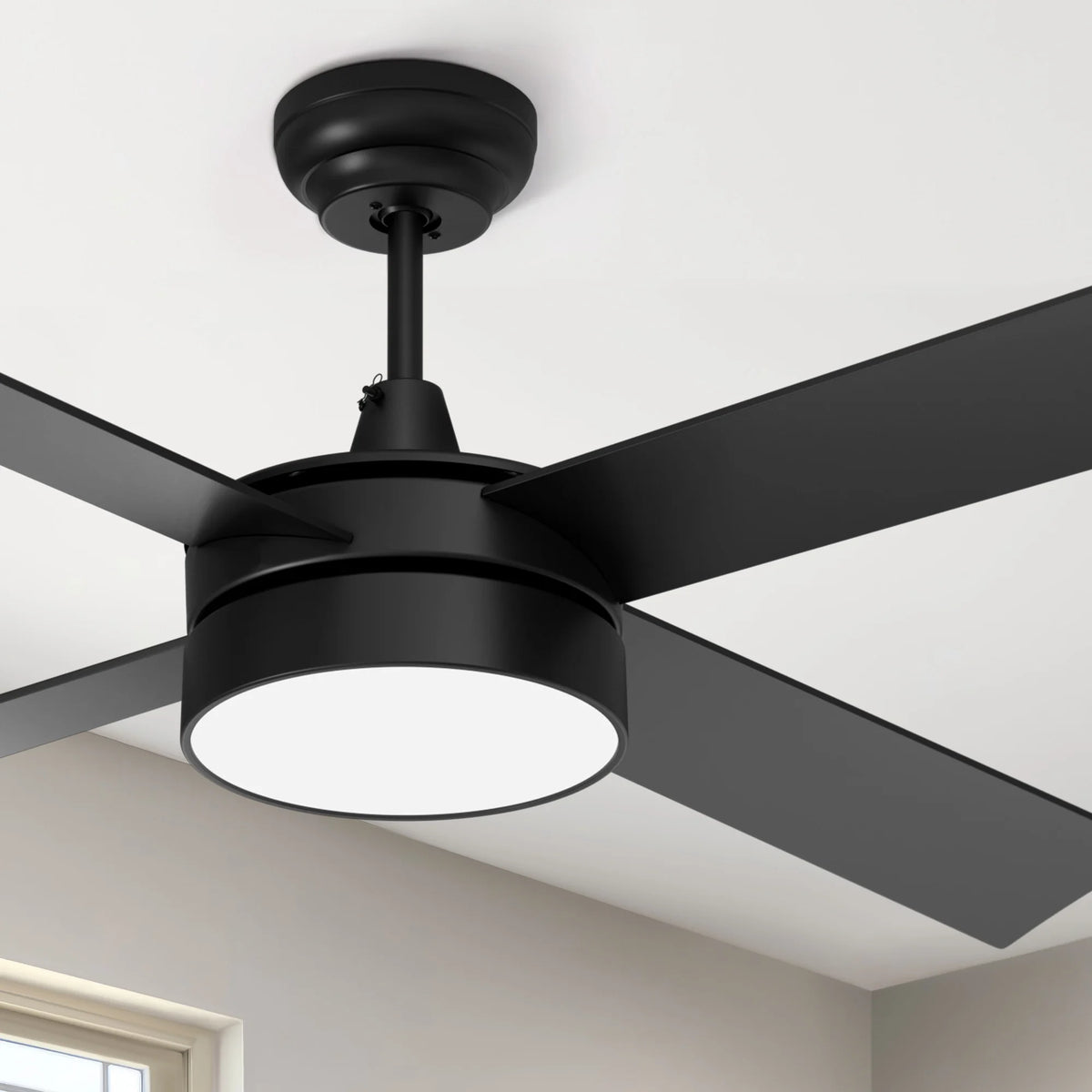 Black Ceiling Fan with Light and Remote O900