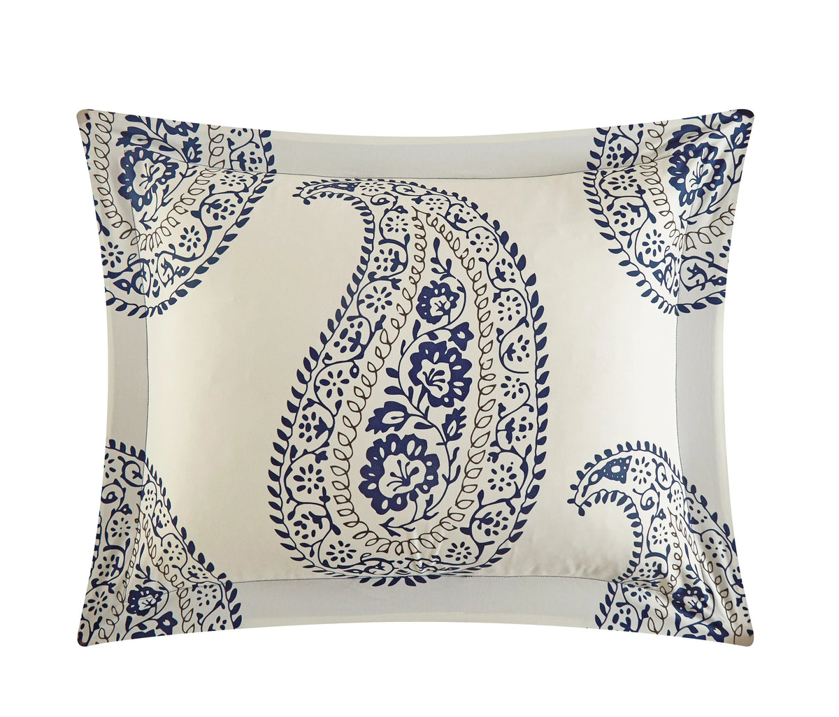 12-Piece Reversible Paisley Comforter Set Queen Navy Q358