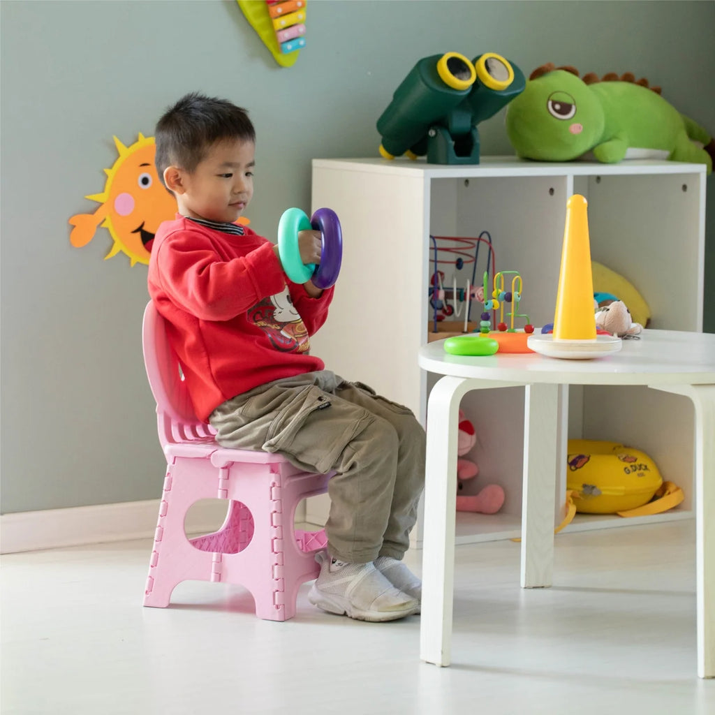 Foldable Step Stool with Back Support and Handle, Green E912