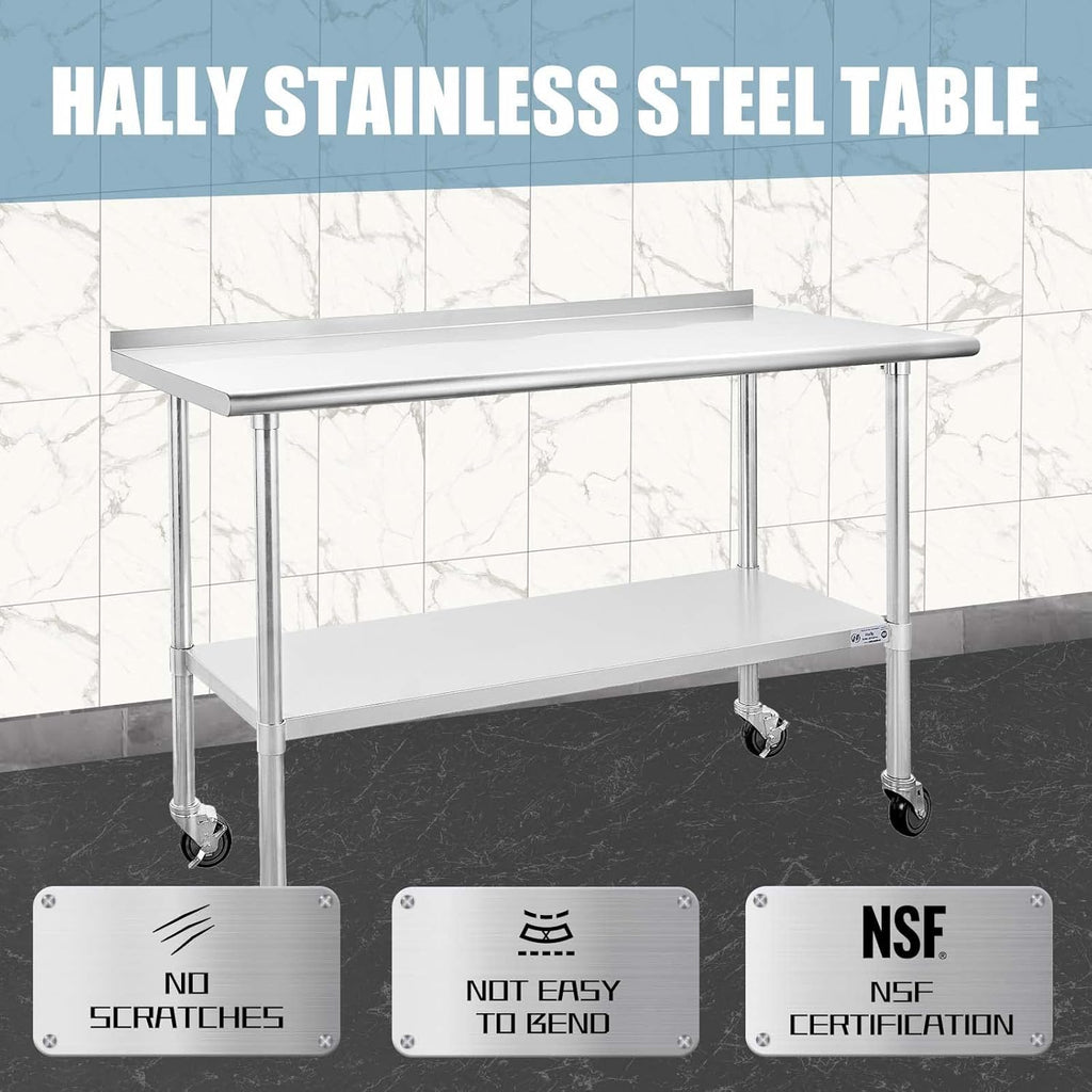 Stainless Steel Table 24 x 60 Inches with Caster Wheels C654