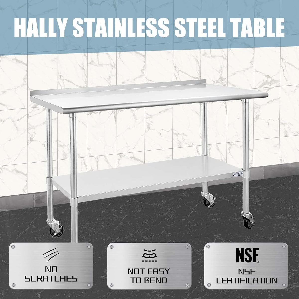 Stainless Steel Table 24 x 60 Inches with Caster Wheels C654