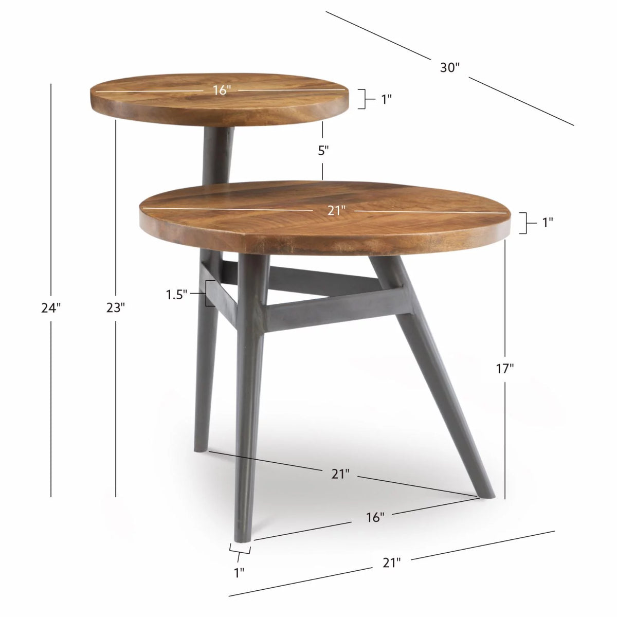 Round Metal Side Table with Shelf Z572758