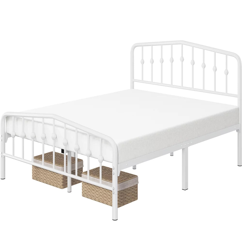 Queen Black Metal Platform Bed with Arched Headboard X7266