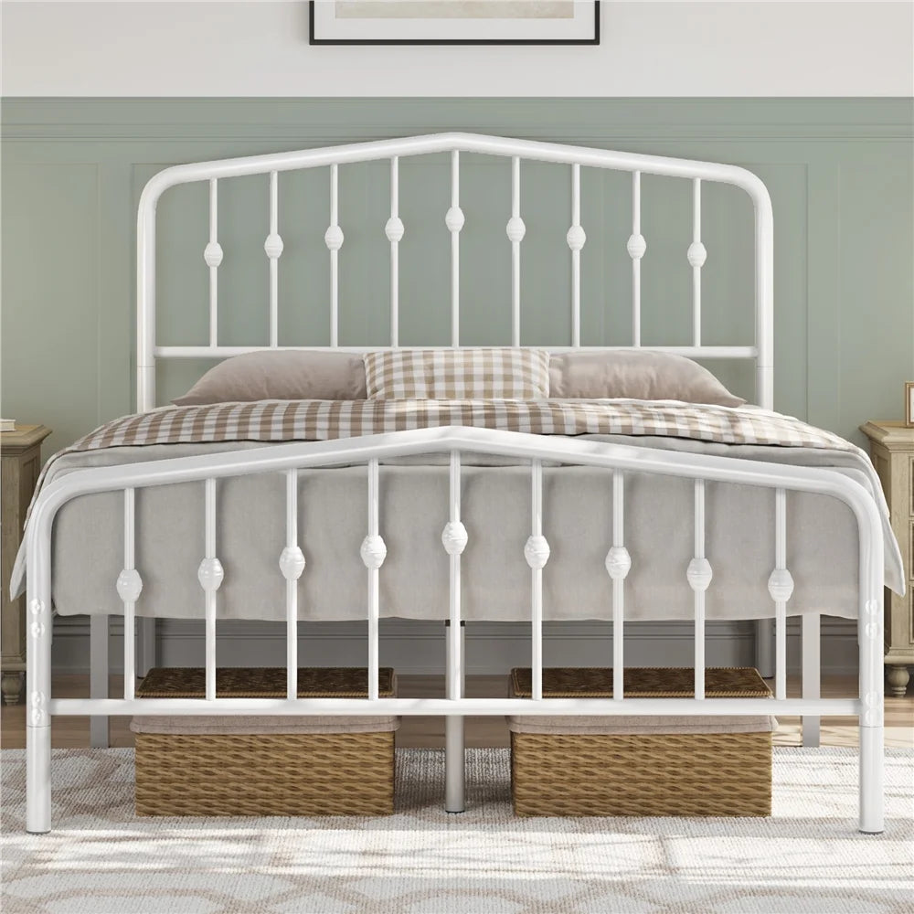 Queen Black Metal Platform Bed with Arched Headboard X7266