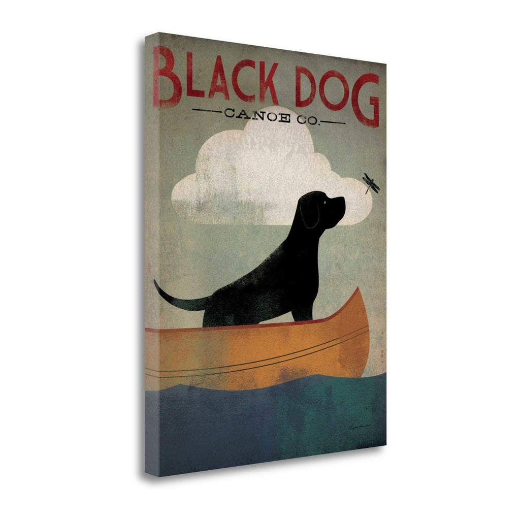 Black Dog Canoe Fine Art Giclee Print C8588