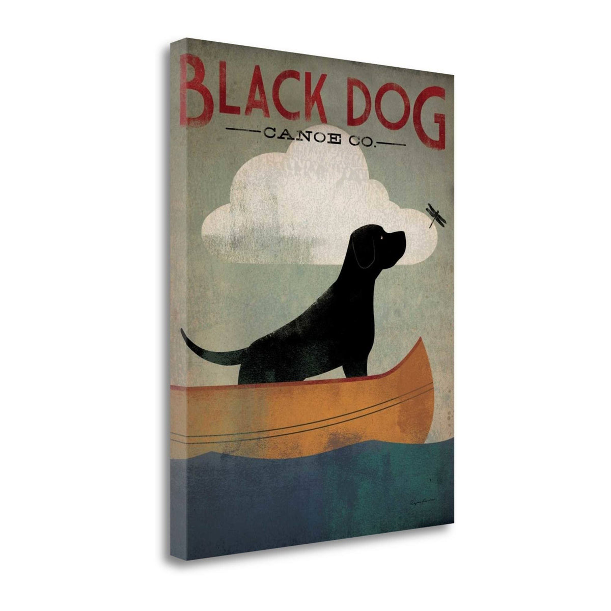 Black Dog Canoe Fine Art Giclee Print C8588