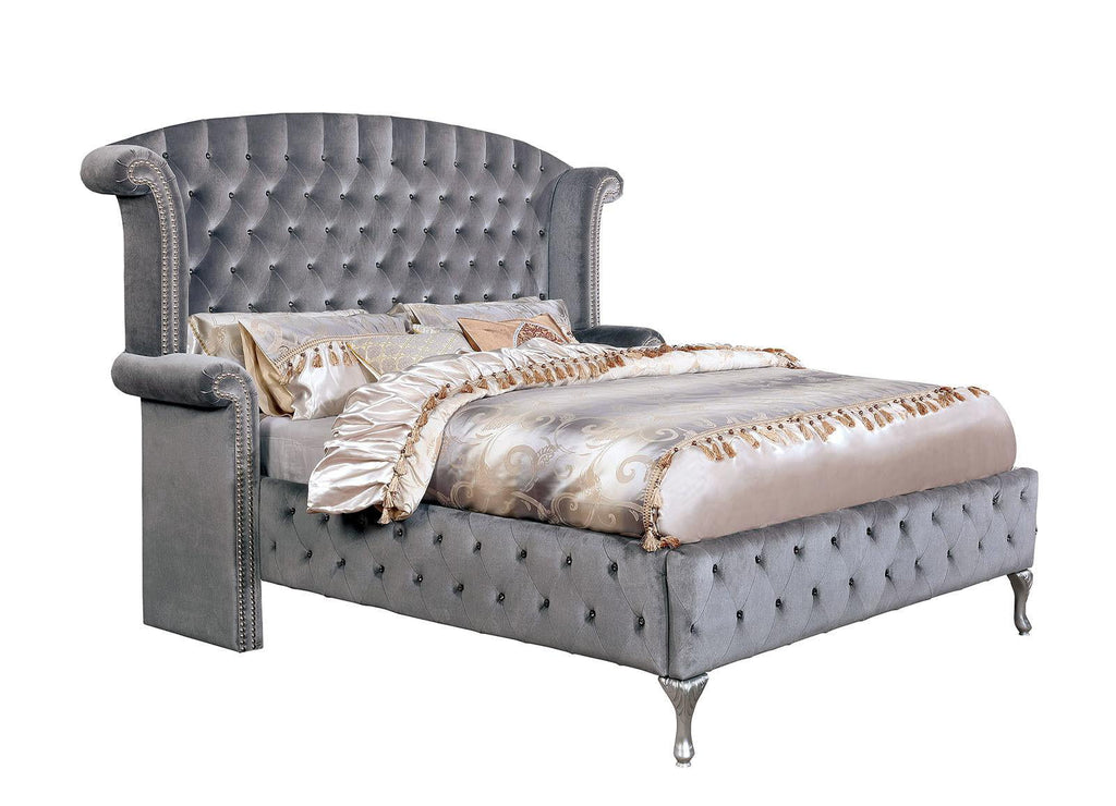 Gray Solid Wood King Bedroom Set 5pcs E25557