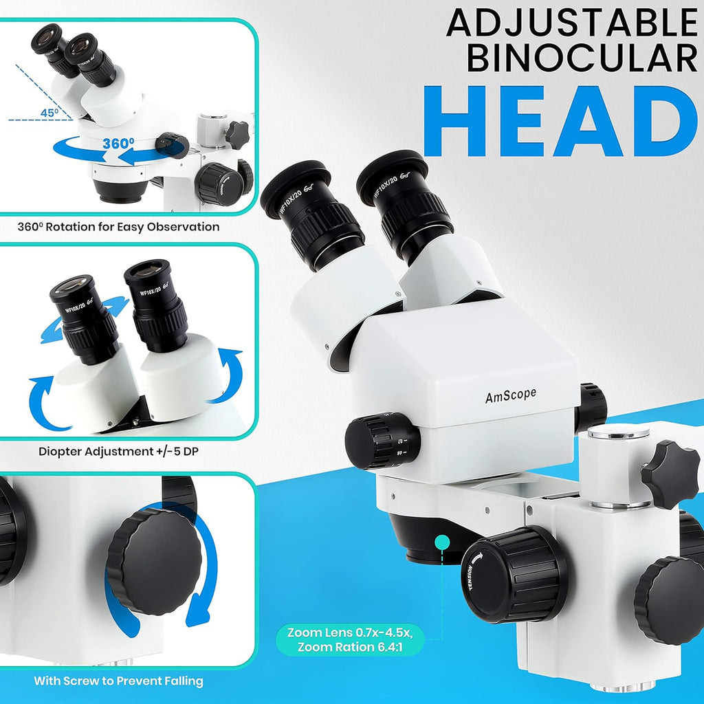 Binocular Stereo Microscope with LED Ring Light and Boom Stand B80874
