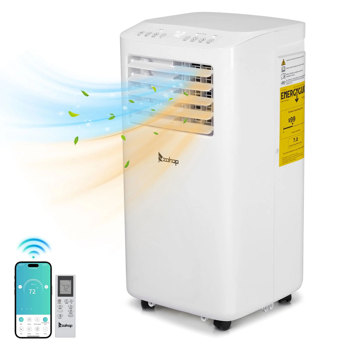 5100 BTU Portable Air Conditioner & Dehumidifier with Remote, White O60883