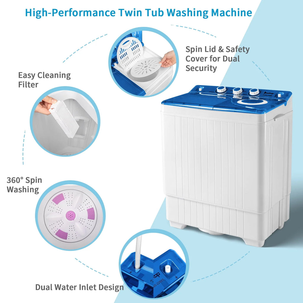 Portable Twin Tub Compact Semi-automatic Washing Machine H790