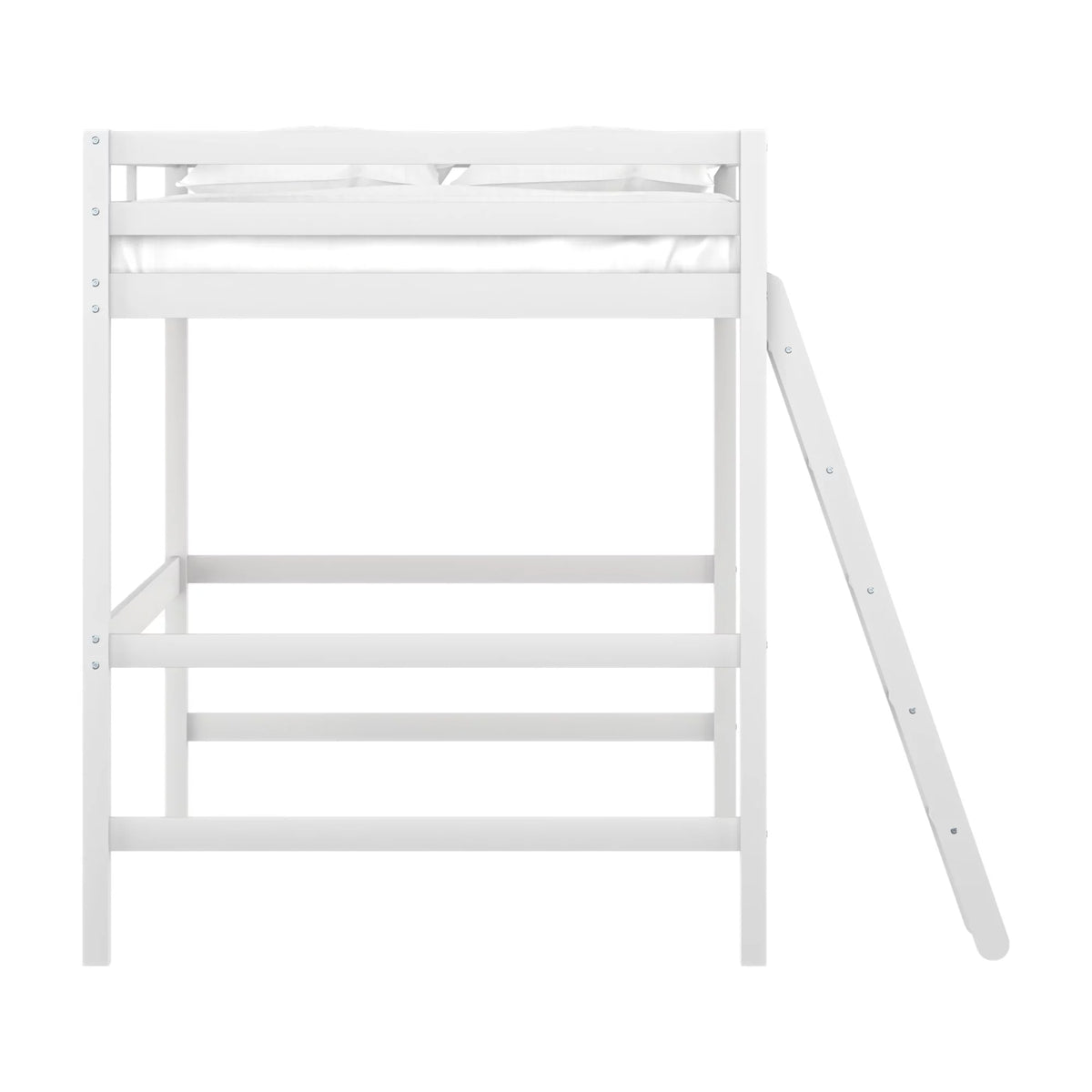 White Wood Full Loft Bunk Bed with Ladder A445