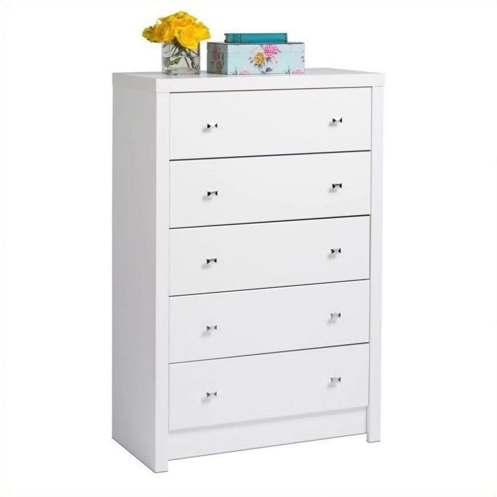 46" Tall 5-Drawer White Laminate Chest W486