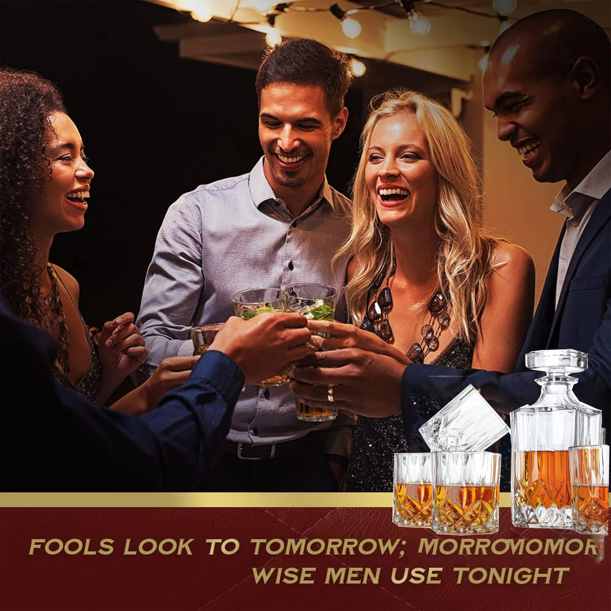 Whiskey Decanter Set with Glasses, 5Pcs H302