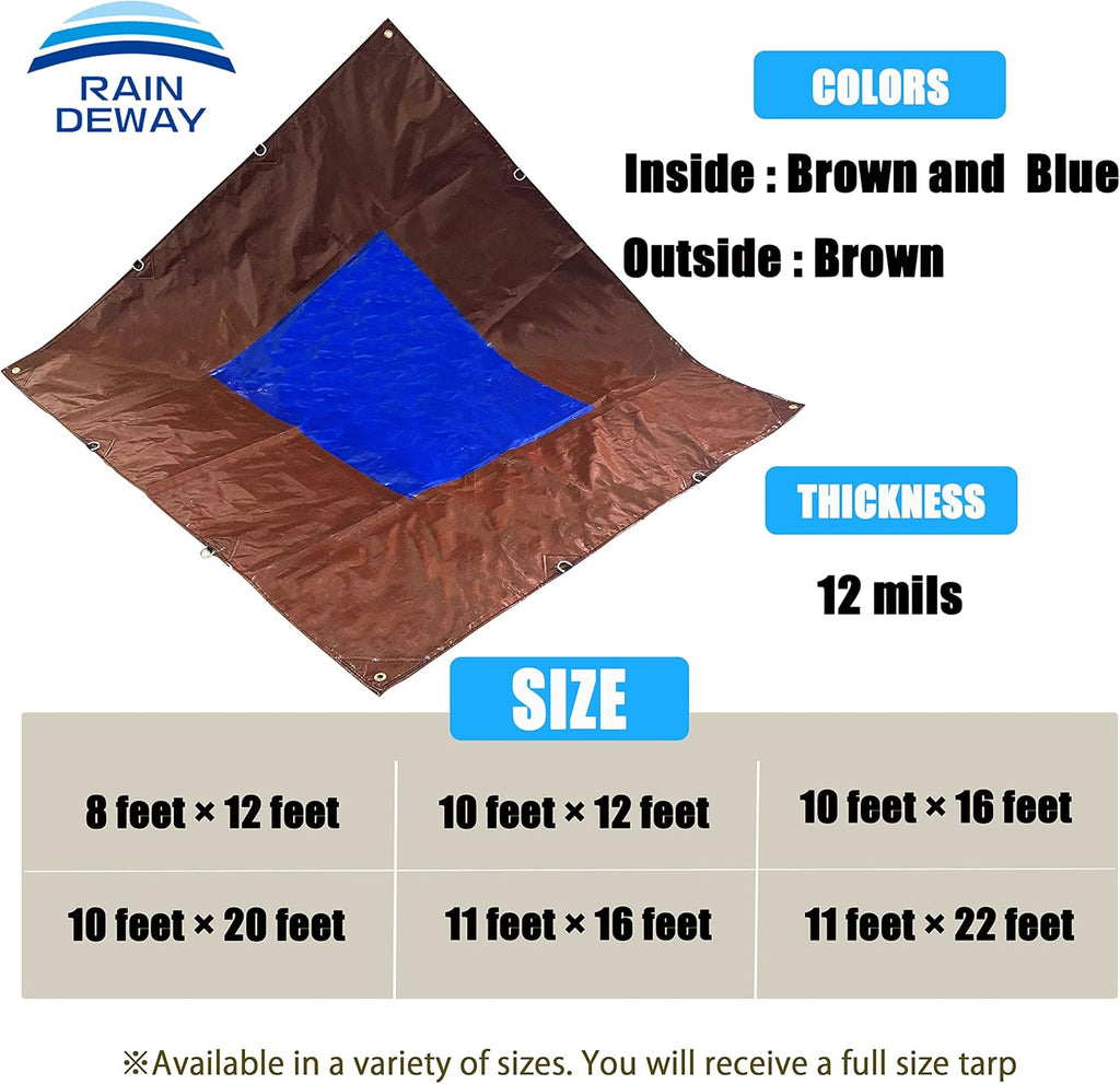 Heavy Duty Truck Bed Tarp Cover 10x12 Feet with Grommets I9423