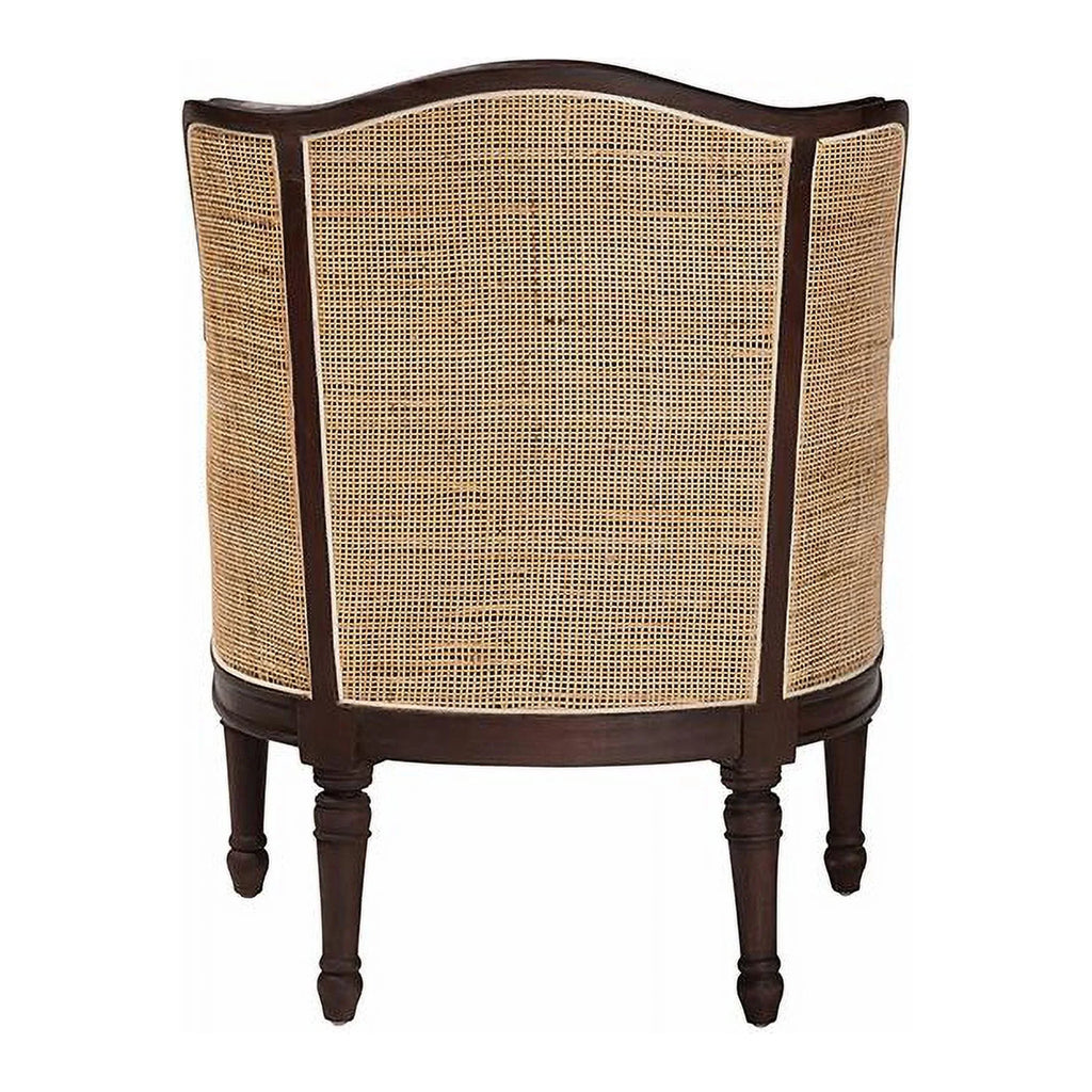 Beige Fabric and Dark Brown Wood Accent Chair W76739