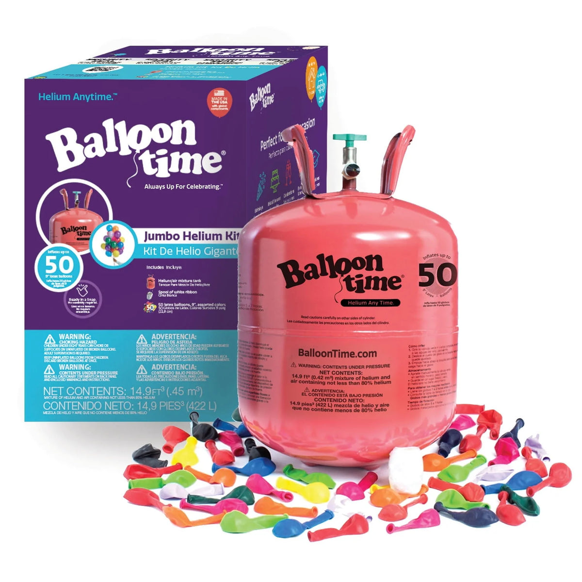 12in Jumbo Helium Tank Kit with Latex Balloons P707048