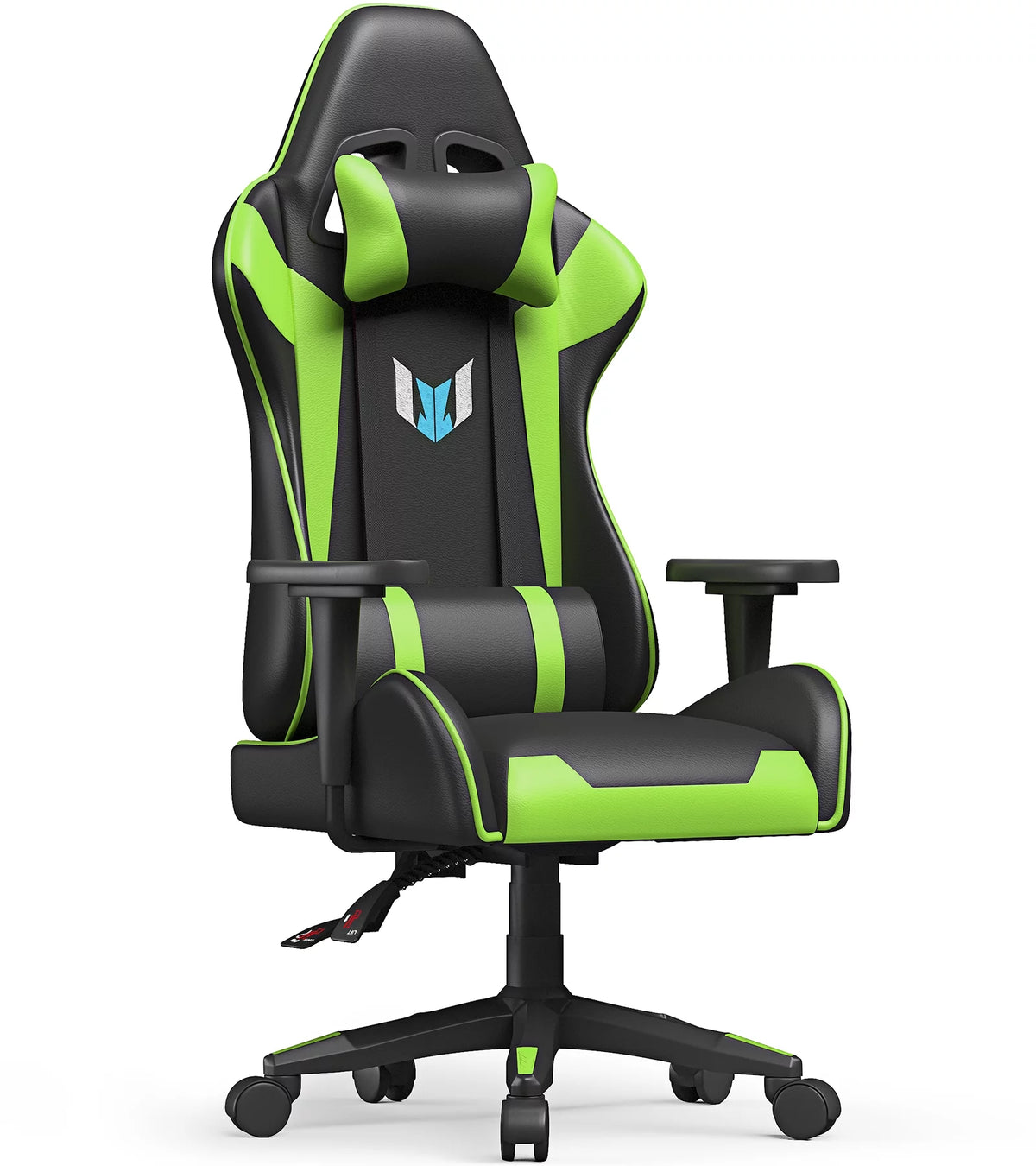 Black Green Gaming Chair with Headrest and Lumbar Support D29530