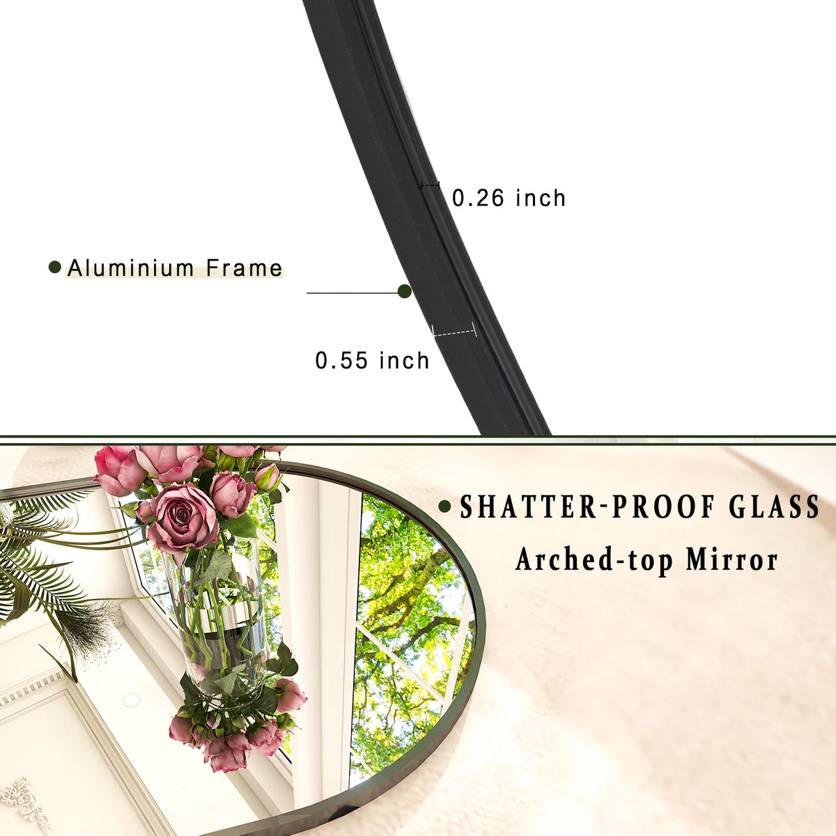 Black Arched Full Length Floor Mirror T931