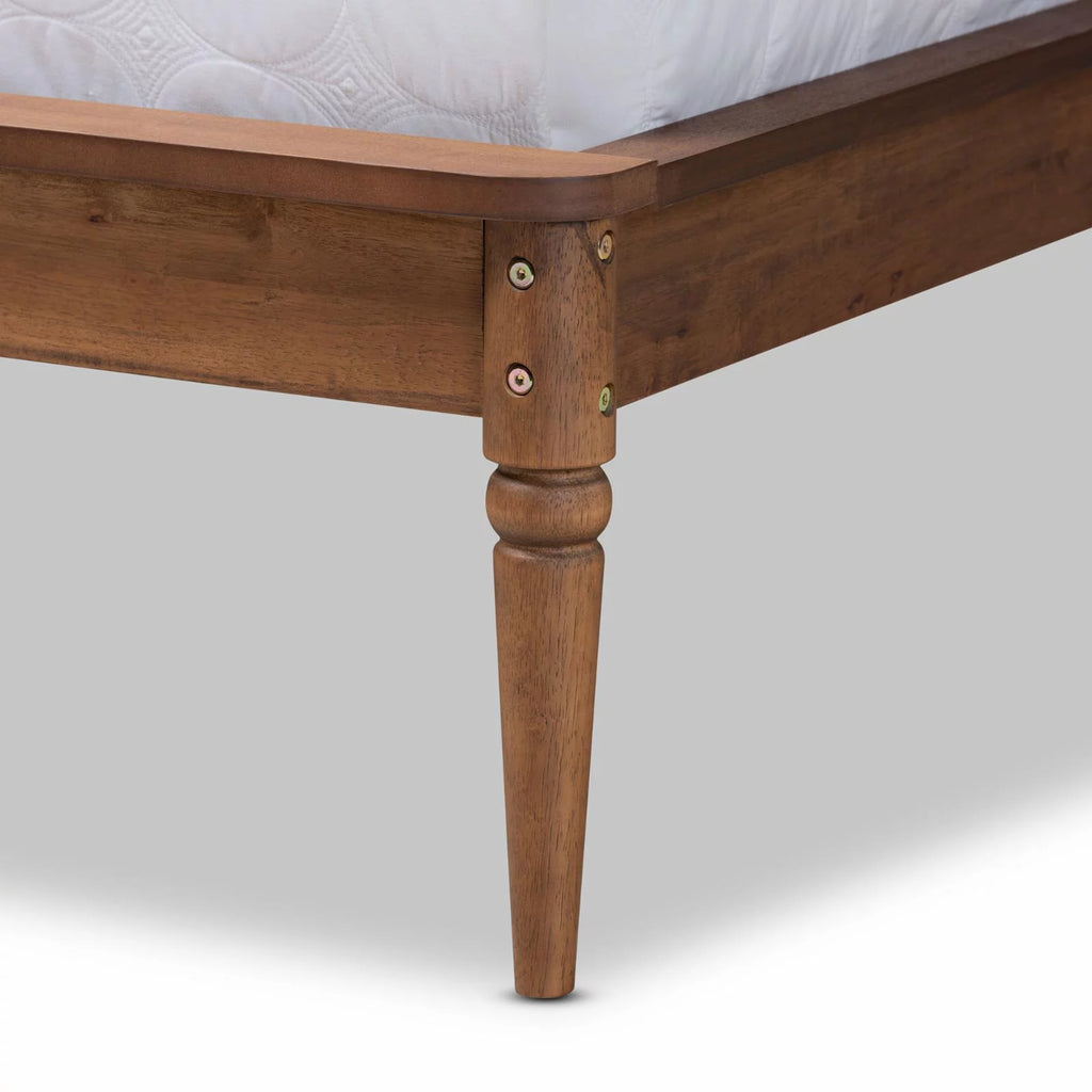 Walnut Brown Wood King Size Platform Bed E488316