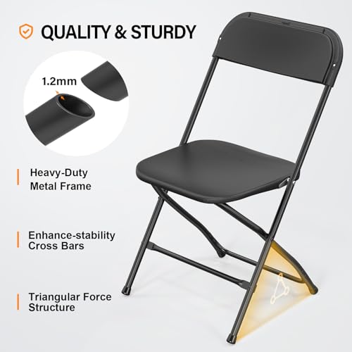 10 Pack White Plastic Folding Chair with Steel Frame J76981
