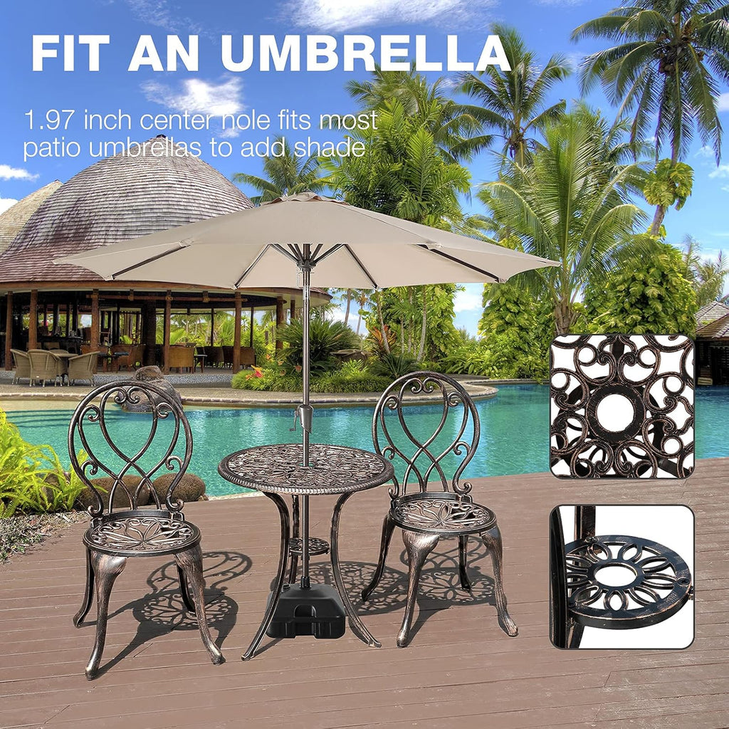 3 Piece Cast Aluminum Patio Bistro Set V612