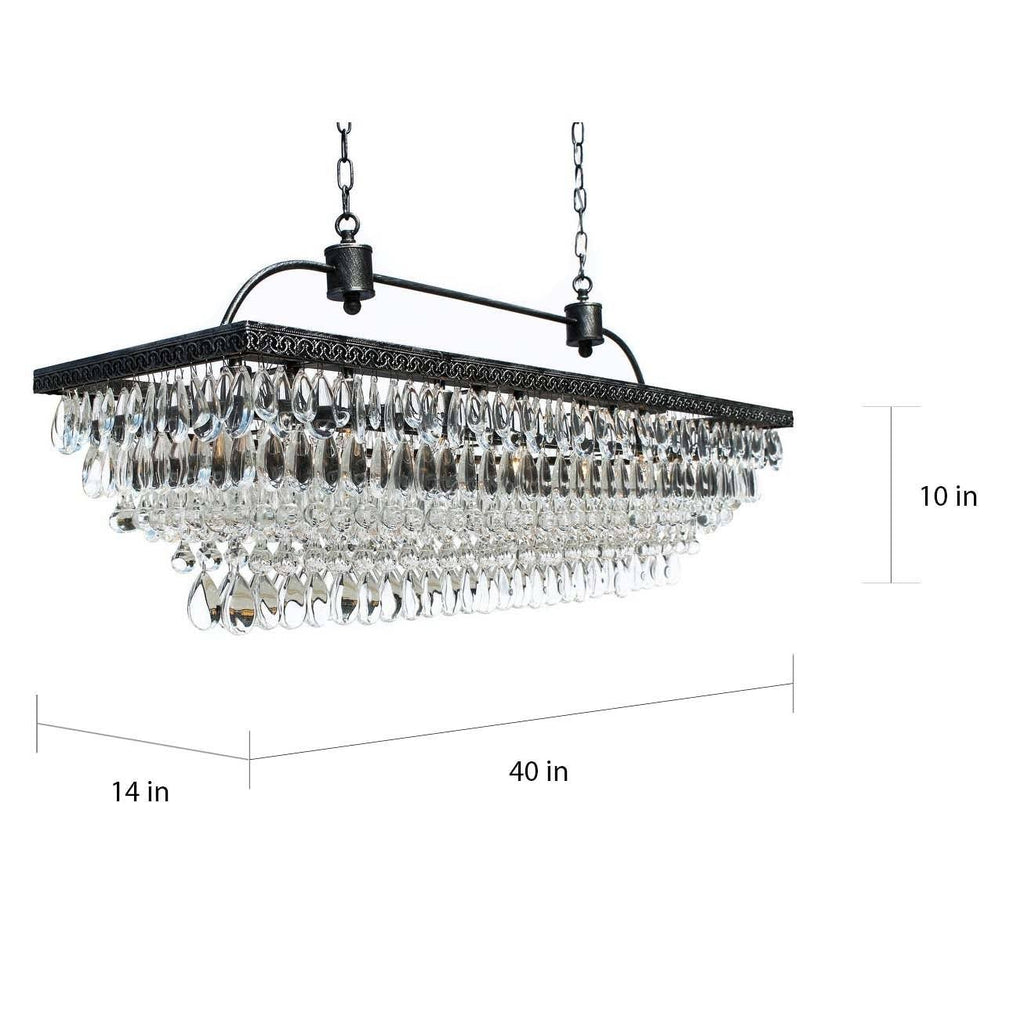 40 inch Rectangular Glass Drop Chandelier S293833