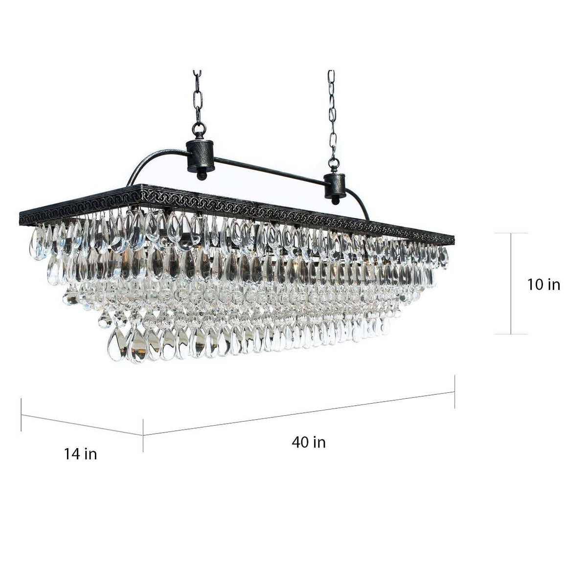 40 inch Rectangular Glass Drop Chandelier S293833