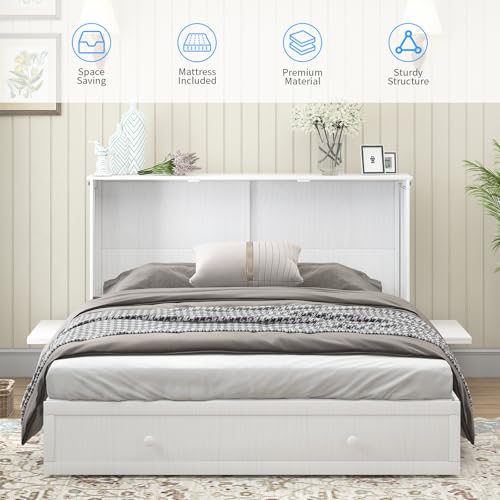 Queen Murphy Bed with Storage Drawers and Mattress V22744