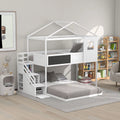 Twin over Full Bunk Bed with Storage Staircase and Blackboard White Y9032