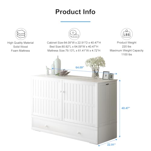 Queen Murphy Bed with Storage Drawers and Mattress V22744