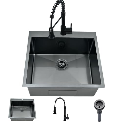 25 Inch Drop In 16 Gauge Stainless Steel Utility Sink with Faucet U72546