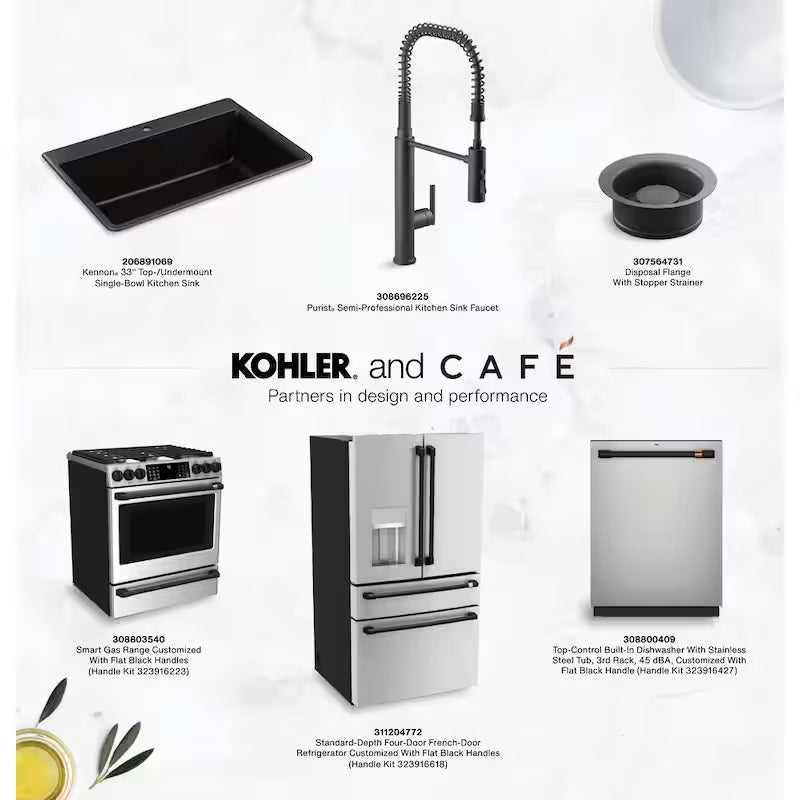 Flat Black Refrigerator Handle Kit F37977