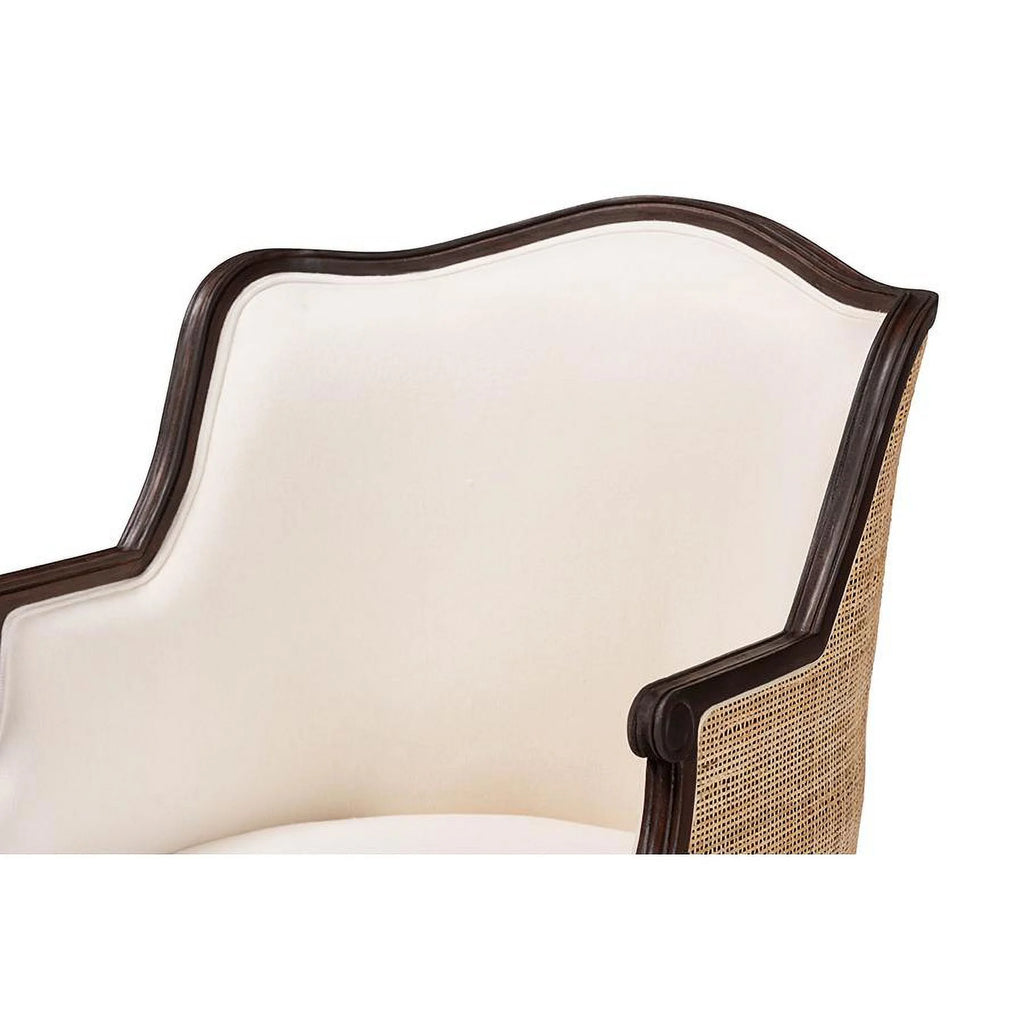 Beige Fabric and Dark Brown Wood Accent Chair W76739