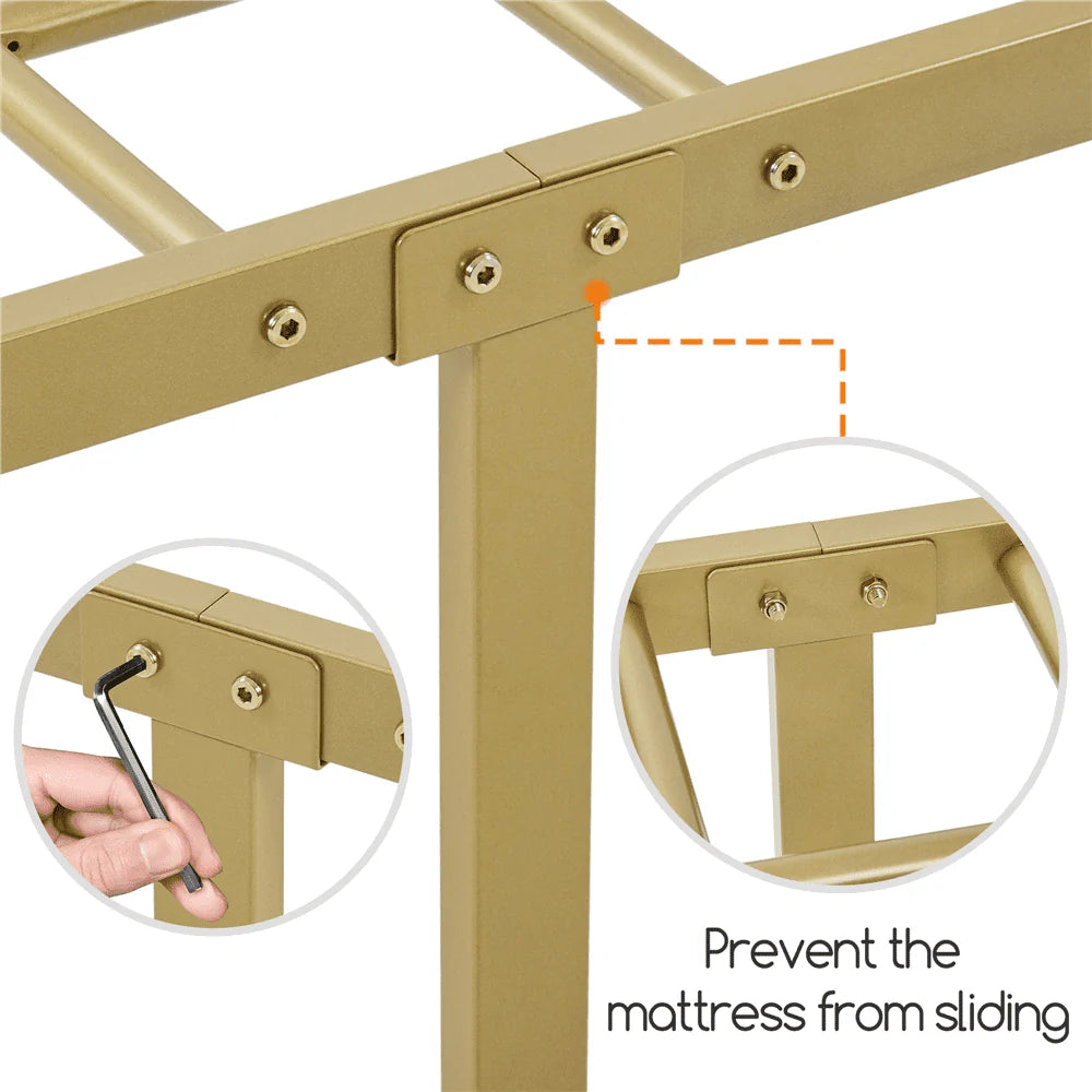 White Twin Metal Canopy Bed Frame with Headboard and Footboard X6661
