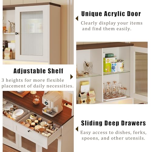 White Kitchen Pantry Cabinet with Acrylic Doors E37989