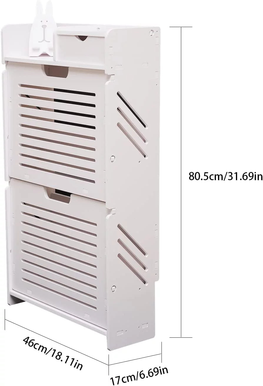 White Narrow Shoe Storage Cabinet P785964