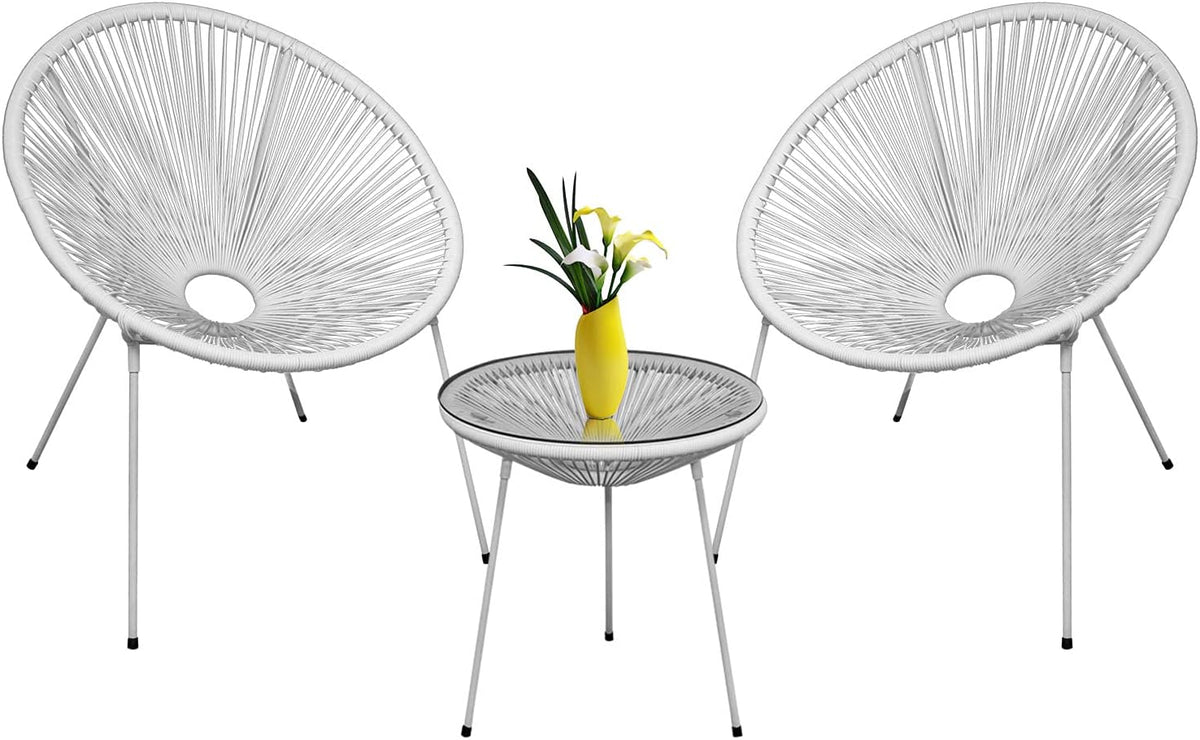 3-Piece Outdoor Acapulco Chair Set with Glass Top Table R577802